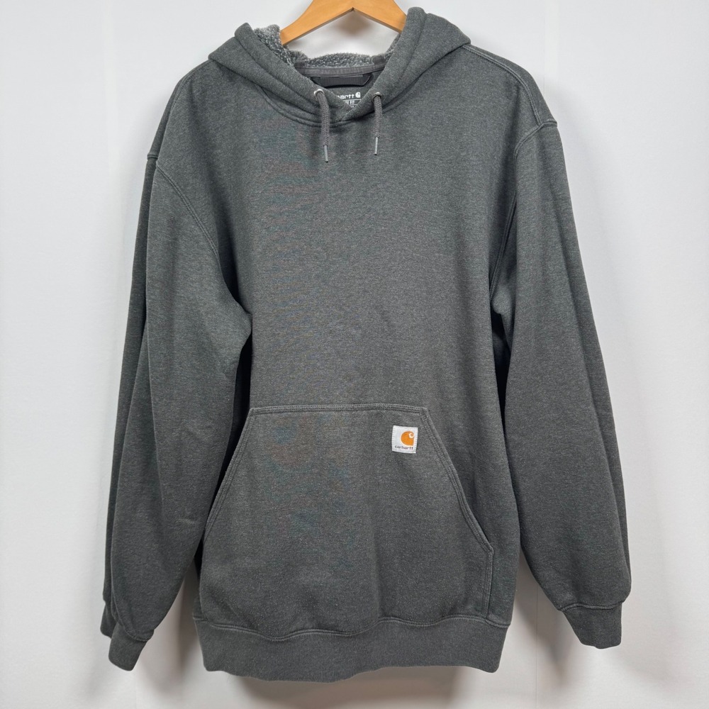 Carhartt Men XL Loose Fit Hoodie‎ Charcoal Gray Lineage Custom Sweatshirt Casual